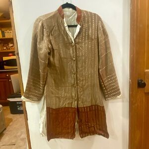 Vintage Gold Brocade Nehru Jacket Sherwani Coat 60s Beatles Festival Steampunk